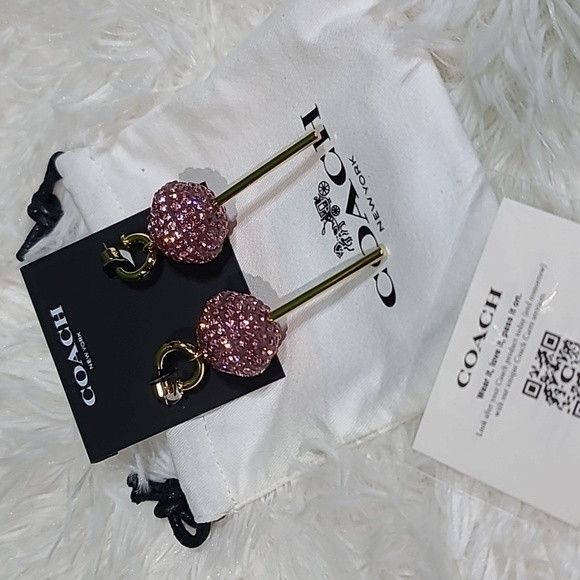 COACH Pav'e Lollipop Drop Earrings NWT - Picture 3 of 5